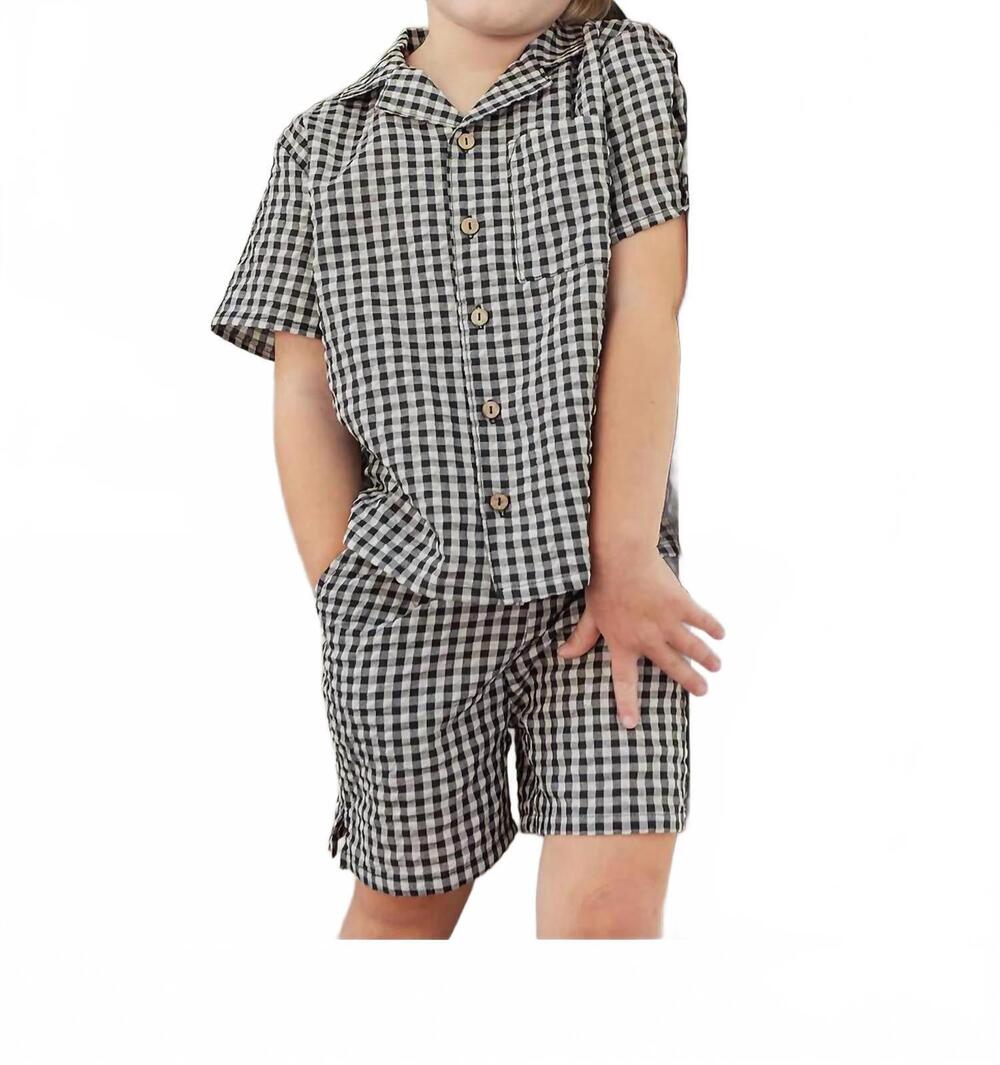 NEW RYLEE + CRU lapel collared shirt in black check